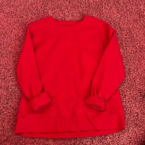red oversized crewneck
